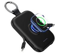 RORRY Power Bank, batteria esterna da 5000 mAh con cavo integrato, per iPhone 17/16/15/14/13/12, Apple Watch Ultra/11/10/9/8/7/6/SE, nero