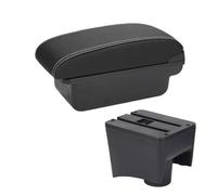 RORVECQ Box Bracciolo Con Portabicchieri E USB Per VW Per POLO Mk5 6R Per Vento 2012 2013 2014 2015 2016 2017 2018(C3 Nero bianco NOUSB)