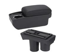 RORVECQ Box Bracciolo Per Citroën C2 C3 Box Portaoggetti Per Auto Portabicchieri Retrofit Interno(C2 Linea nera NO USB)