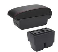RORVECQ Interni Accessori Per F&ord Per Fiesta Scatola Bracciolo Per F&ord Per Fiesta MK7 2009-2017(B1 Nero rosso 3USB)