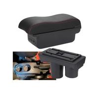 RORVECQ Per Citroen C3 C2 Bracciolo Auto Scatola Ripiano Portabicchieri Accessori Modifica(B1 Nero rosso 3USB)