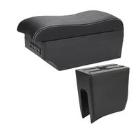 RORVECQ Per Dacia Per Spring Bracciolo Per R&enault Per K-ZE Scatola Bracciolo Auto Pelle Superficie Curva Scatola Bracciolo Centrale(A3 Nero bianco 7USB)