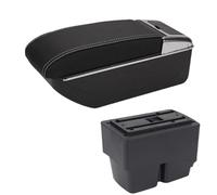 RORVECQ Per F&ord Per Fiesta Box Bracciolo Auto Dettagli Interni Parti Speciali Parti Retrofit Accessori Auto Scatola Di Archiviazione Centrale(D3 Nero bianco No USB)