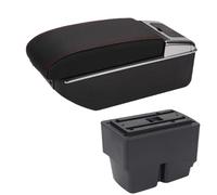 RORVECQ Per F&ord Per Fiesta Box Bracciolo Auto Dettagli Interni Parti Speciali Parti Retrofit Accessori Auto Scatola Di Archiviazione Centrale(B1 Nero rosso 7USB)