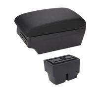 RORVECQ Per F&ord Per Fiesta MK6 7 Box Bracciolo Console Centrale Auto Spazio Di Archiviazione Custodia Poggia Gomito Con Portabicchiere Interfaccia USB(C2 linea nera 7USB)