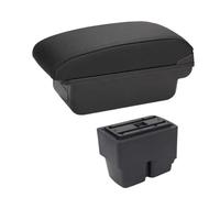 RORVECQ Per F&ord Per Fiesta MK6 7 Box Bracciolo Console Centrale Auto Spazio Di Archiviazione Custodia Poggia Gomito Con Portabicchiere Interfaccia USB(Linea nera A2 Nessuna USB)