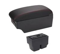RORVECQ Per F&ord Per Fiesta MK6 7 Box Bracciolo Console Centrale Auto Spazio Di Archiviazione Custodia Poggia Gomito Con Portabicchiere Interfaccia USB(C1 linea rossa 7USB)