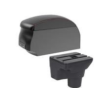 RORVECQ Per Kia Per K2 Auto Console Centrale Scatola Ripiano Bracciolo Spazio Stoccaggio Modifica Interni Con USB(A1 Black Red single)