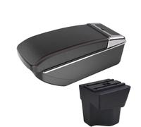 RORVECQ Per KIA Per Rio 5 Bracciolo Per Rio 2014-2019 Parti Auto Portabracciolo Scatola Di Archiviazione Accessori Auto Interni(Nero rosso Nessuna USB)