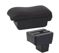 RORVECQ Per MAZDA CX-3 Bracciolo Per Mazda 2 Per Skyactiv Per Version Cx3 Scatola Bracciolo Auto Scatola Di Archiviazione Superficie Curva Pelle(B1 Nero rosso 3USB)