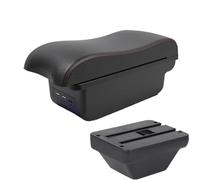RORVECQ Per MG ZS Bracciolo Auto Console Centrale Ripiano Bracciolo Accessori Auto Con USB(B1 Nero rosso 3USB)
