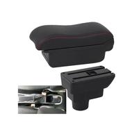 RORVECQ Per Opel Per Corsa D Bracciolo Per Opel Per Corsa Scatola Bracciolo Auto Superficie Curva Pelle Scatola Di Archiviazione Auto(B1 Nero rosso 3USB)