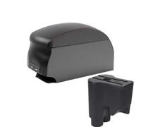 RORVECQ Per Perodua Per Myvi 2014-2016 Scatola Bracciolo Doppio Strato Scatola Di Immagazzinaggio Centrale Con Portabicchieri Interfaccia USB(B1 Black Red double)