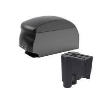 RORVECQ Per Perodua Per Myvi 2014-2016 Scatola Bracciolo Doppio Strato Scatola Di Immagazzinaggio Centrale Con Portabicchieri Interfaccia USB(B2 Black double)
