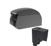 RORVECQ Per Perodua Per Myvi 2014-2016 Scatola Bracciolo Doppio Strato Scatola Di Immagazzinaggio Centrale Con Portabicchieri Interfaccia USB(A2 Black single)
