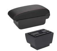 RORVECQ Per S&koda Per Fabia Bracciolo Per Fabia 3 III 2015-2021 Bracciolo Auto Ricambi Restyling Portariviste Accessorio Auto(B1 Nero rosso 3USB)