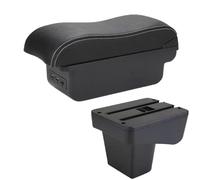 RORVECQ Per Suzuki Per Vitara Box Bracciolo Auto Superficie Curva Pelle Box Di Archiviazione Auto Interni(B3 Nero bianco 3USB)