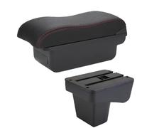 RORVECQ Per Suzuki Per Vitara Box Bracciolo Auto Superficie Curva Pelle Box Di Archiviazione Auto Interni(C1 Nero rosso NO USB)