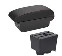 RORVECQ Per VW Per Polo Scatola Bracciolo Auto Per VW Per POLO Mk5 6R Per Vento 2002-2009 Scatola Di Archiviazione(B1 Nero rosso 3USB)
