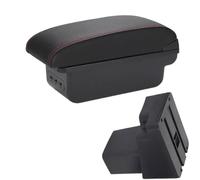 RORVECQ Scatola Di Archiviazione Accessorio Dettagli Interni Per Hyundai Per SOLARIS Per Accent RB Per Solaris Per Verna Scatola Bracciolo Auto 2011-2016(B1 Nero rosso 3USB)