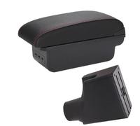 RORVECQ Vanità Bracciolo Centrale Dettagli Interni Pezzi Di Retrofit Per Toyota Per Yaris Ibrida 2015 2016 2017 2018 2019 2020 2021-2023(B1 Nero rosso 3USB)