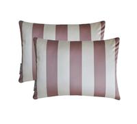 Rosa antico e bianco Lusso Fodera per cuscino lombare 30x65 cm | Set di 2 Raso Fodera per cuscino A strisce | Classico accento a righe Federe per divano, camera da letto- Dusty Rose Stripe Delight