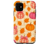 Rosa & Arancione Plaid Zucca Carino Autunno Ragazza Ringraziamento Custodia per iPhone 11
