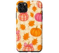 Rosa & Arancione Plaid Zucca Carino Autunno Ragazza Ringraziamento Custodia per iPhone 11 Pro Max