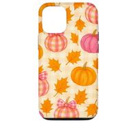 Rosa & Arancione Plaid Zucca Carino Autunno Ragazza Ringraziamento Custodia per iPhone 12/12 Pro