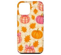 Rosa & Arancione Plaid Zucca Carino Autunno Ragazza Ringraziamento Custodia per iPhone 12 mini
