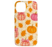 Rosa & Arancione Plaid Zucca Carino Autunno Ragazza Ringraziamento Custodia per iPhone 14