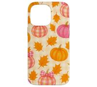 Rosa & Arancione Plaid Zucca Carino Autunno Ragazza Ringraziamento Custodia per iPhone 14 Pro Max