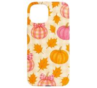 Rosa & Arancione Plaid Zucca Carino Autunno Ragazza Ringraziamento Custodia per iPhone 15