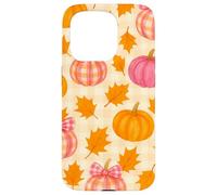 Rosa & Arancione Plaid Zucca Carino Autunno Ragazza Ringraziamento Custodia per iPhone 15 Pro