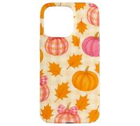 Rosa & Arancione Plaid Zucca Carino Autunno Ragazza Ringraziamento Custodia per iPhone 15 Pro Max