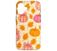Rosa & Arancione Plaid Zucca Carino Autunno Ragazza Ringraziamento Custodia per iPhone 16