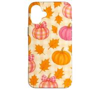 Rosa & Arancione Plaid Zucca Carino Autunno Ragazza Ringraziamento Custodia per iPhone 16 Plus