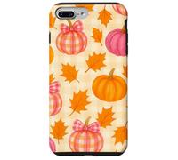 Rosa & Arancione Plaid Zucca Carino Autunno Ragazza Ringraziamento Custodia per iPhone 7 Plus/8 Plus