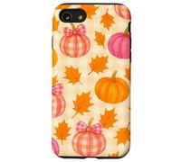 Rosa & Arancione Plaid Zucca Carino Autunno Ragazza Ringraziamento Custodia per iPhone SE (2020) / 7/8