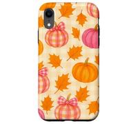 Rosa & Arancione Plaid Zucca Carino Autunno Ragazza Ringraziamento Custodia per iPhone XR