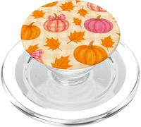 Rosa & Arancione Plaid Zucca Carino Autunno Ragazza Ringraziamento PopSockets PopGrip per MagSafe
