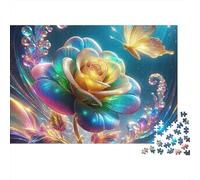 Rosa Arcobaleno Puzzle 1000 Pezzi Puzzle per Famiglia Farfalla per Adulti Rilassamento Decorazione Casa 38x26cm/1000pcs