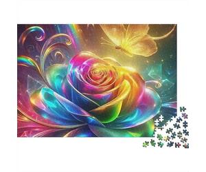 Rosa Arcobaleno Puzzle per Adulti Puzzle 1000 Pezzi Carta Farfalla Colorata Puzzle per Famiglia Relax Regalo 38x26cm/1000pcs