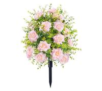 Rosa artificiale con paletto da giardino staccabile, resistente ai raggi UV, realistica, paletti da giardino per esterni (C-rosa, 55 cm)