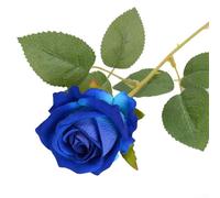 Rosa artificiale in velluto al tatto, stelo singolo, 51 cm, decorazione floreale realistica, per cerimonie nuziali, feste, casa o ufficio, in sei colori, tra cui rosso brillante, blu, rosso vino, rosa