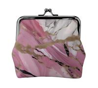 Rosa Bianco Marmo Modello Stampato Microfibra PU Leather Wallet Kiss Lock Mini Pouch per Rossetto Key Change Organizzazione