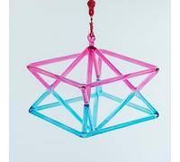 Rosa+Blu Doppio Colore Otticamente Chakra Cristallo di Quarzo Merkaba da Canto, Piramide Cantante for la Meditazione Yoga, Campana da Canto in Cristallo con Due Tipi di Stricker(Without case,6inch)