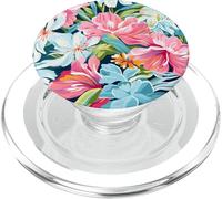 Rosa Blu Fiori Floreali Tropicali Modello Donne PopSockets PopGrip per MagSafe