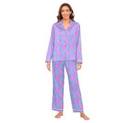 Rosa Blu Gradiente San Valentino Amore Pigiama Set Donne Morbido Manica Lunga Piuma Polsino Carino Womens Pigiama Set Lungo Nightwear M pijama de invierno para mujer manica lunga loungewear 2 pezzi