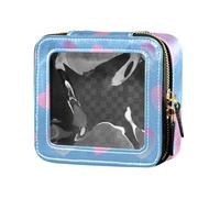 Rosa Blu Gradiente Valentine Love Clear Makeup Bag Piccola Borsa Cosmetica in Pelle Portatile Organizzatore di Trucco per Viaggio